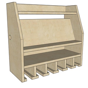 Puede incluir: Una estanter&iacute;a de pared de madera con dos estantes y una fila de seis ranuras en la parte inferior. La estanter&iacute;a est&aacute; hecha de madera de color claro y tiene un dise&ntilde;o sencillo.