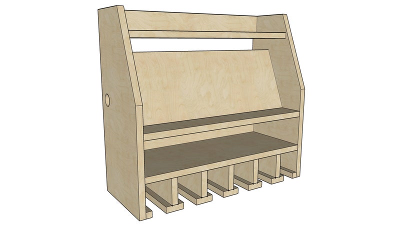 Puede incluir: Una estanter&iacute;a de pared de madera con dos estantes y una fila de seis ranuras en la parte inferior. La estanter&iacute;a est&aacute; hecha de madera de color claro y tiene un dise&ntilde;o sencillo.