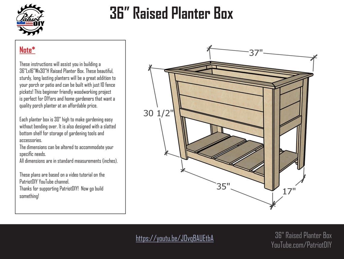 DIY 36" Raised Planter Boxes - Digital Build Plans / Woodworking Plans ...