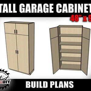 48&quot;x96&quot; Tall Garage Cabinet - Digital Build Plans / Garage Storage / Woodworking