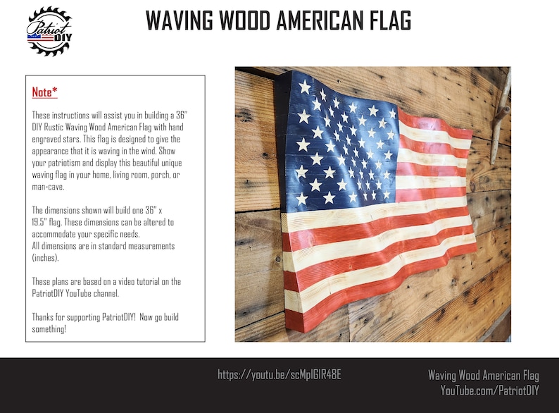 DIY Waving Wood American Flag Digital Build Plans / Etsy