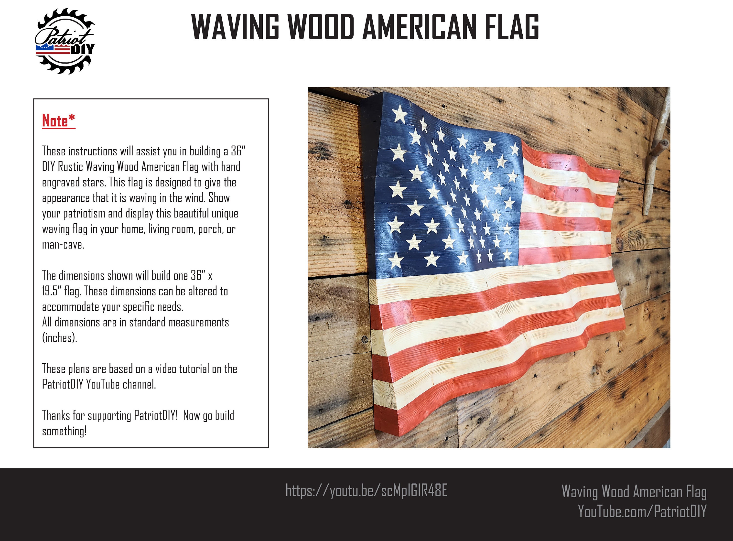 American Waving Flag Stripe Kit – Large Pair, 36 X 9 Inches Each – Glossy Vinyl Decals