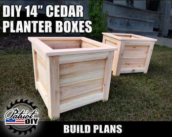 DIY 14" Wood Planter Boxes - Digital Build Plans / Woodworking Plans / Cedar Planter