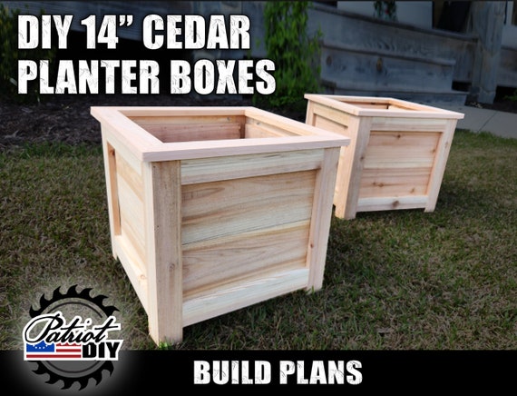DIY 14" Wood Planter Boxes - Digital Build Plans / Woodworking Plans / Cedar Planter