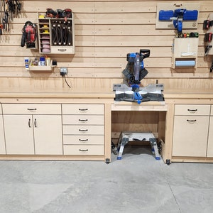 Deluxe Miter Saw Station Workbench DIGITAL BUILD PLANS / Woodworking / Miter Station Cabinets image 7