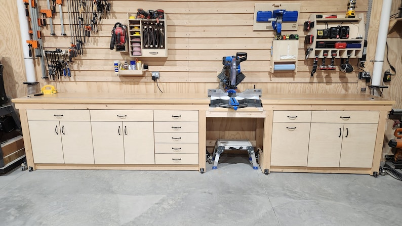 Deluxe Miter Saw Station Workbench DIGITAL BUILD PLANS / Woodworking / Miter Station Cabinets image 7