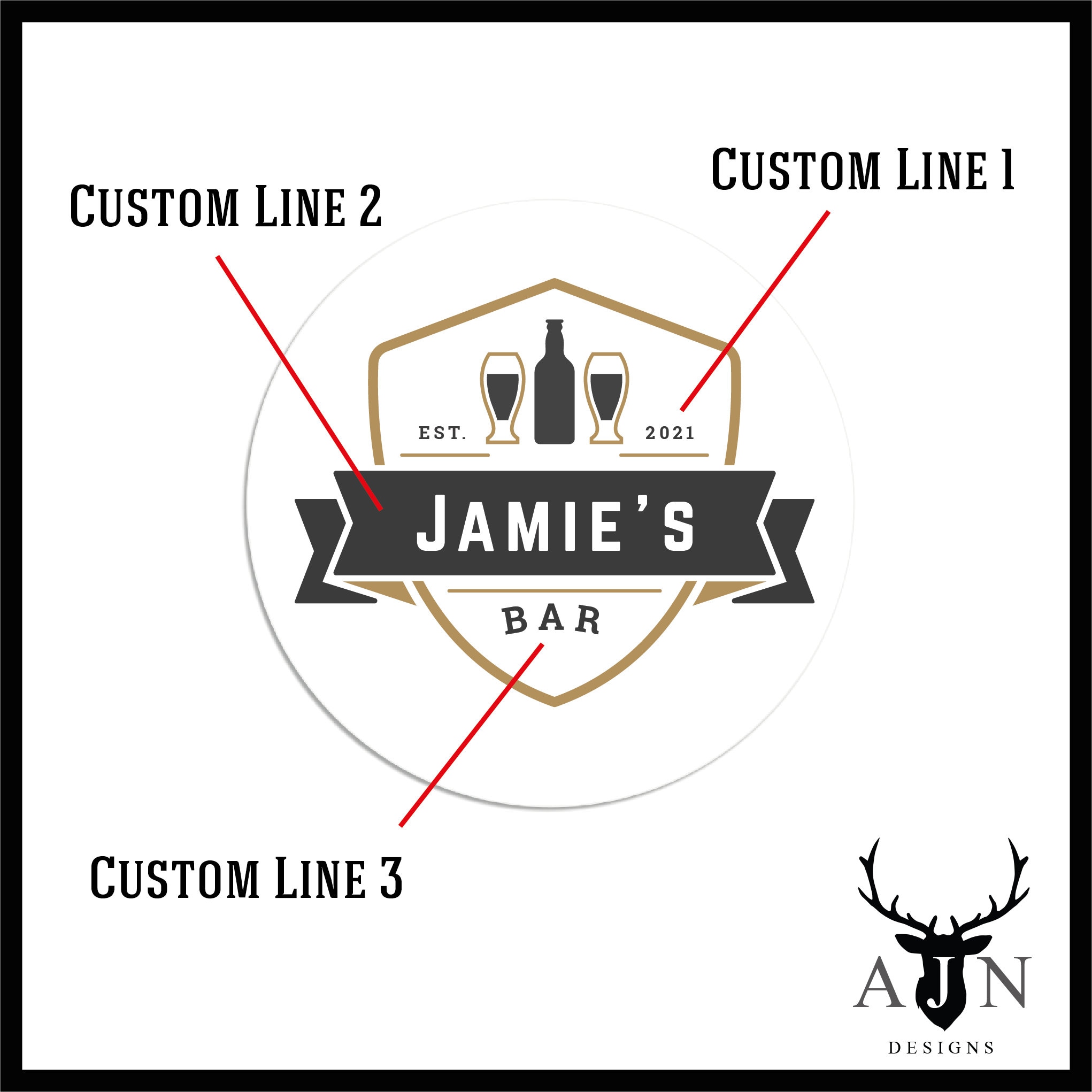 Personalised Home Bar Wooden Coasters, Pub Beer Mats, Custom Name