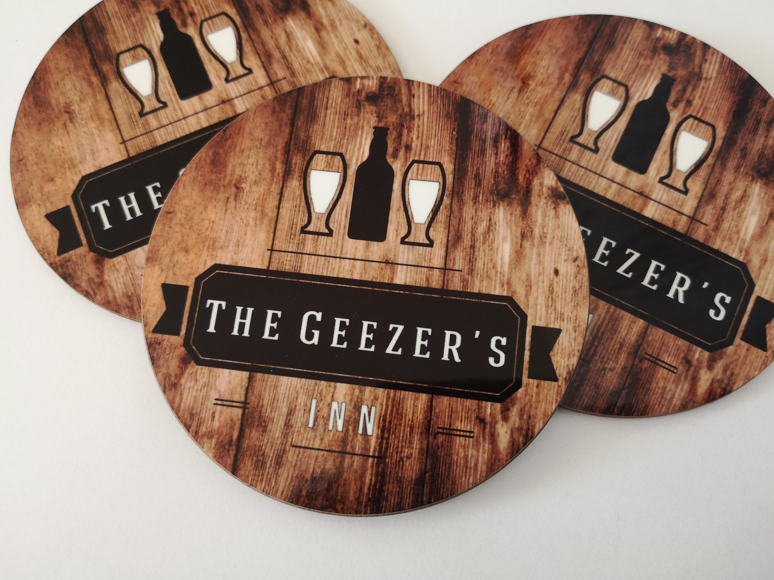 Personalised Home Bar Wooden Coasters Pub Beer Mats Custom Etsy UK