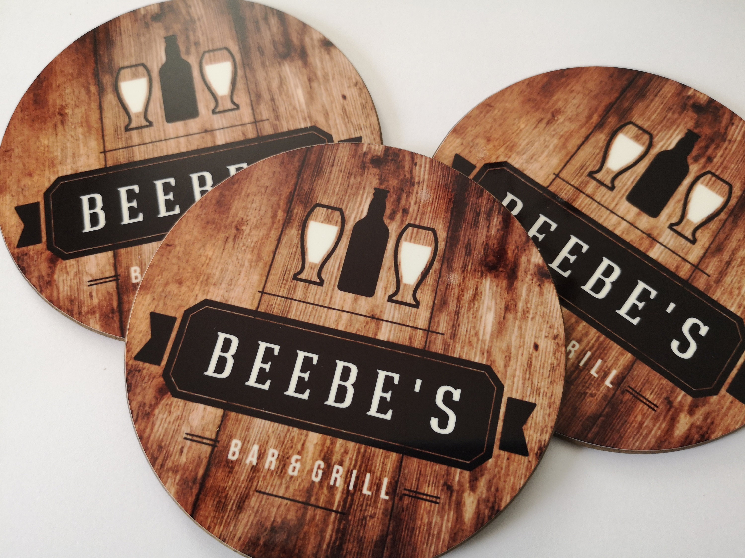 Personalised Home Bar Wooden Coasters Pub Beer Mats Custom Etsy UK