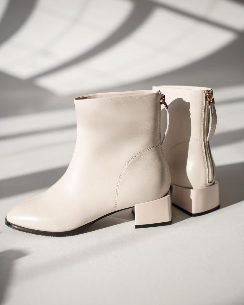 Women genuine leather chelsea boots work combat ankle Boots fall autumn spring boots leather platform chanky soles military lace up booties