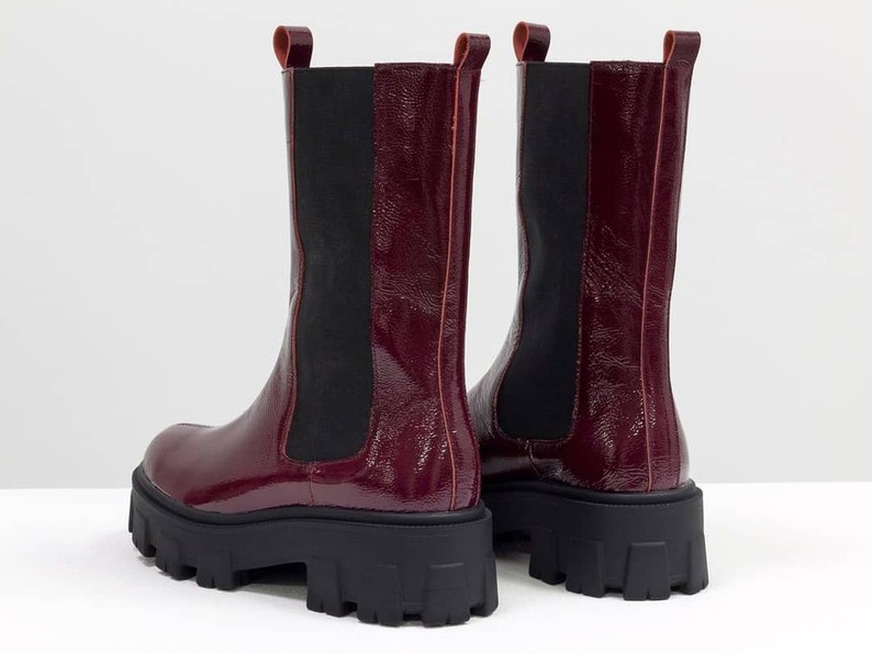Women genuine leather chelsea boots work combat ankle Boots fall autumn spring boots leather platform chanky soles military lace up booties