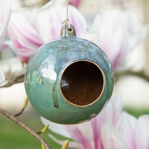 Ceramic Stoneware Globe Hanging Bird Feeder (Frost Resistant)