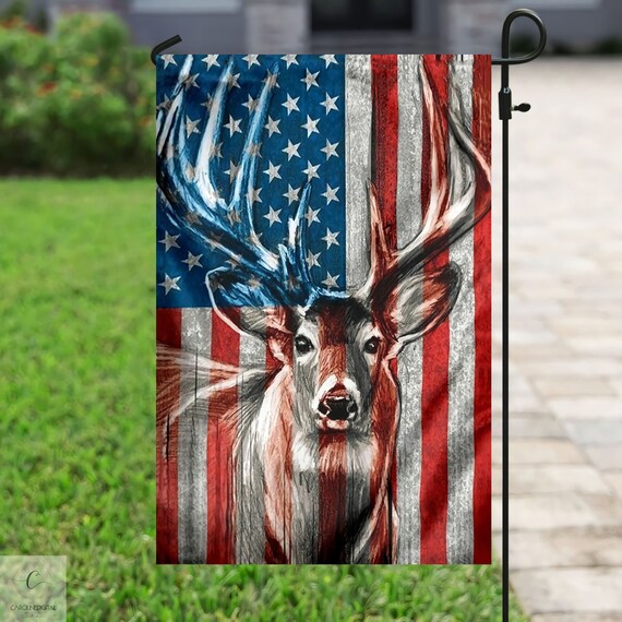 Hunting White-Tailed Deer American Flag Hunting Lovers Flag | Etsy