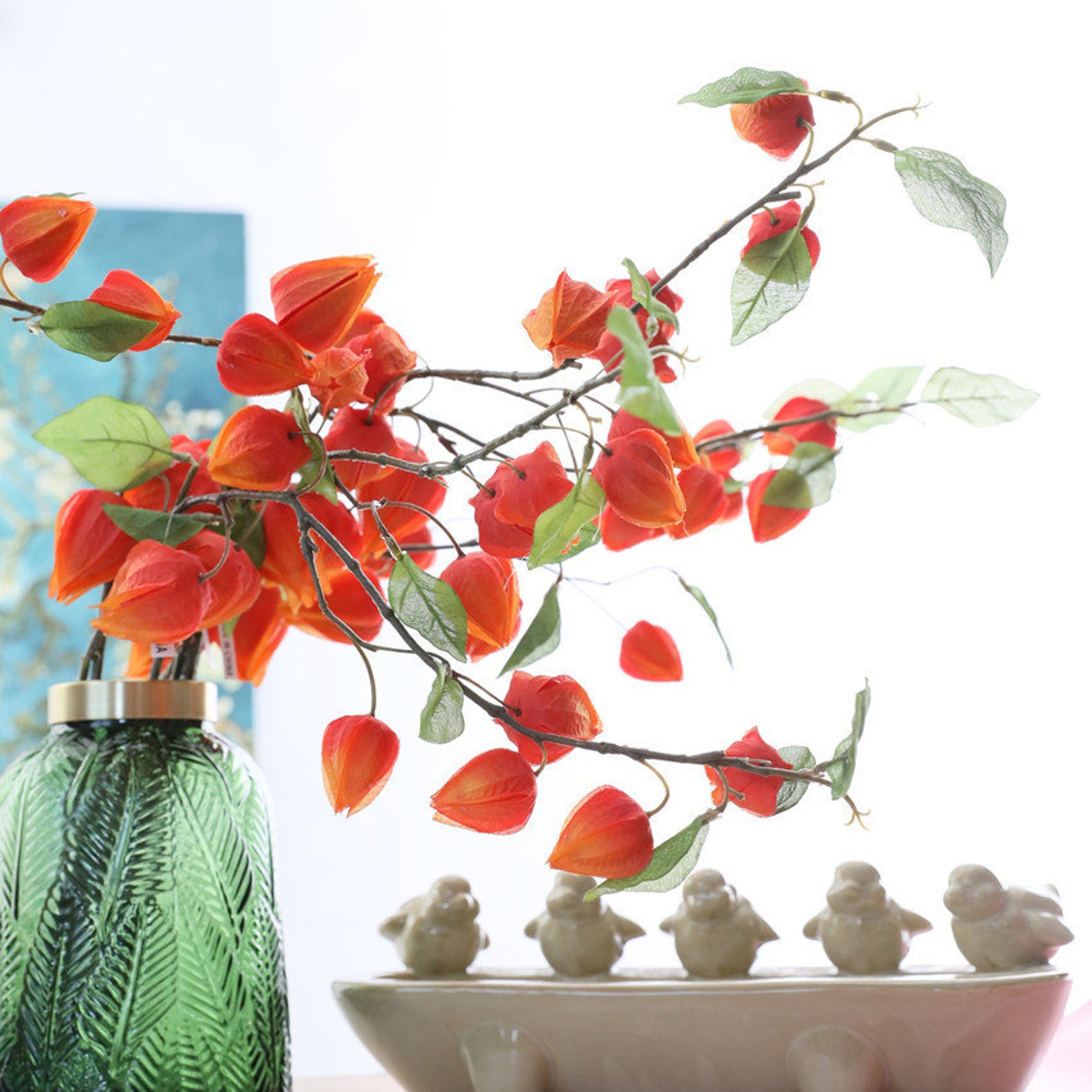 2Pack Artificial flower Chinese Lantern Flower fruit stem Etsy