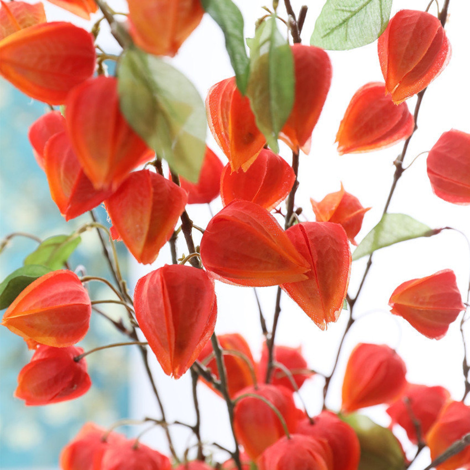 2Pack Artificial flower Chinese Lantern Flower fruit stem Etsy