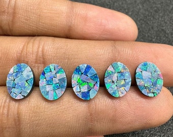 Einzigartiger australischer Triplet-Opal-Cabochon-Multifeuer-Edelstein, 5 Stück, 8 Karat, 10 x 8 mm