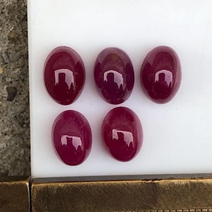 Natural burma ruby cabochon gemstone 5 pieces good color oval 8.26 carat 7x5 mm