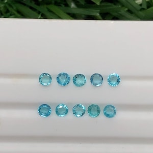 Unheated natural brazilian paraiba highly cut and polished beautiful color 10 pieces round 0.35 carat 2.1x2.1 mm height 1 mm