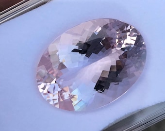 Stunning huge 33.35 carat genuine pink morganite perfect oval cut gemstone 25.5x18.7x12 mm