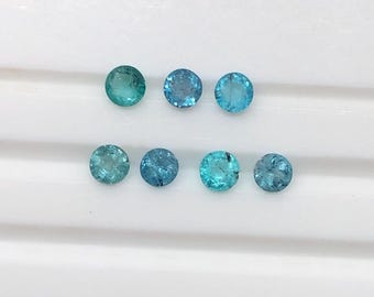 Natural (Unheated) brazilian paraiba round cut amazing color 7 pieces 0.48 carat 2.5x2.5 mm