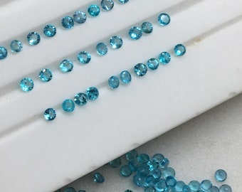 Natural (Unheated) neon blue brazilian paraiba perfect round cut 122 pieces 1.8x1.8 mm