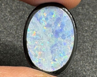 Stunning australian triplet opal cabochon multi fire gemstone oval 7.80 carat 19x14x3.7 mm