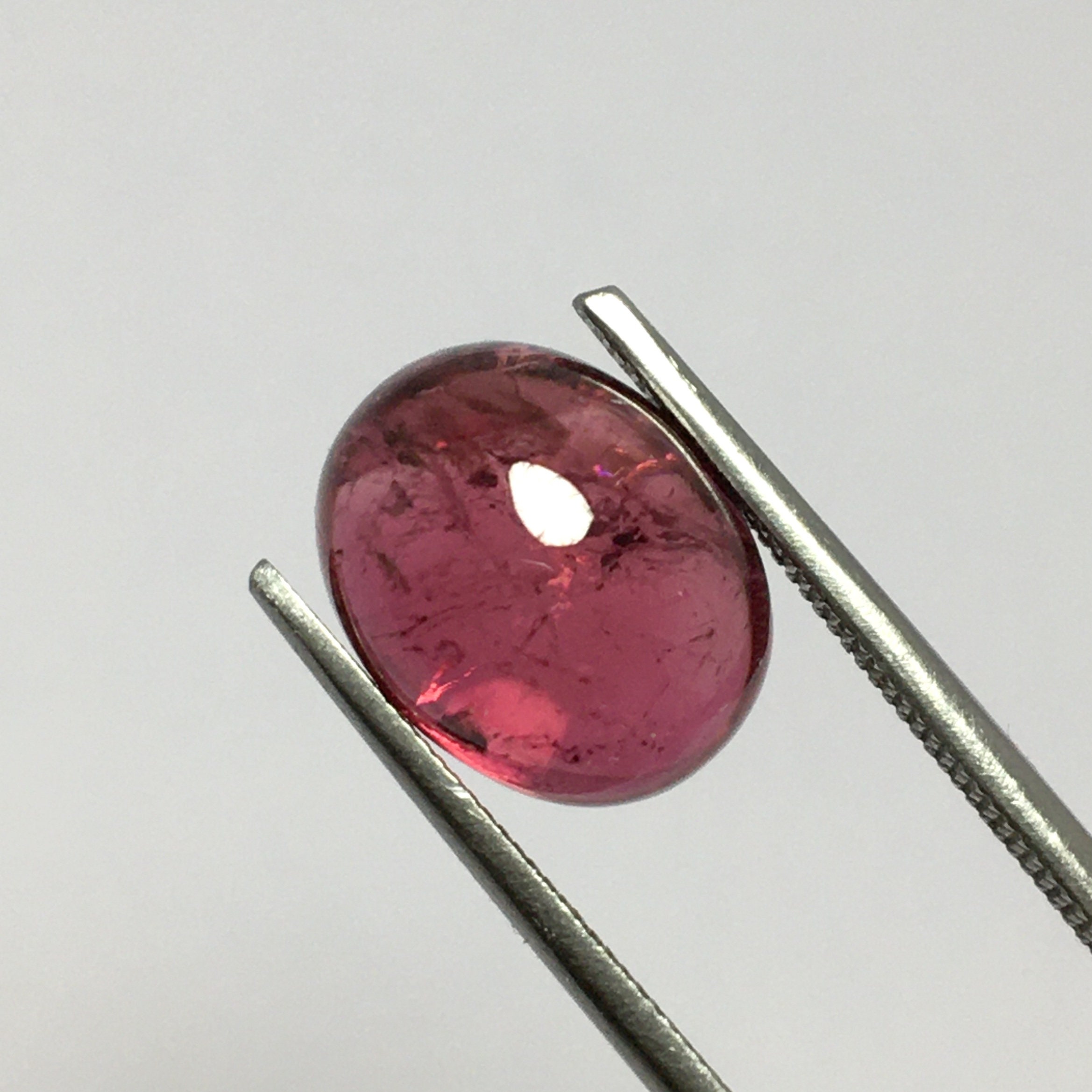 Genuine Ruby Lite Tourmaline Cabochon Gemstone Oval Shape