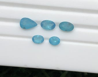 Attractive (unheated) brazilian paraiba perfect cut gemstone beautiful color 5 pieces 1.10 carat mix size