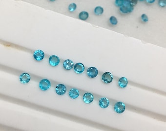 Exquisite (Unheated) brazilian paraiba perfect round cut gemstone beautiful color 185 pieces 2x2 mm