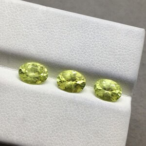 Amazing (Unheated) natural chrysoberyl oval cut gemstone gorgeous 3 pieces yellowish green color 2.40 carat 6.7x5 mm