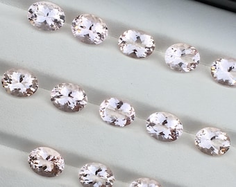 Amazing (unheated) pink morganite oval cut gemstone good quality 13 pieces beautiful color 22.05 carat 9x7 mm