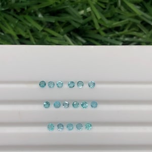 Gorgeous (Unheated) natural brazilian paraiba perfect round cut good color 18 pieces 0.31 carat 1.6x1.6 mm height 0.9 mm