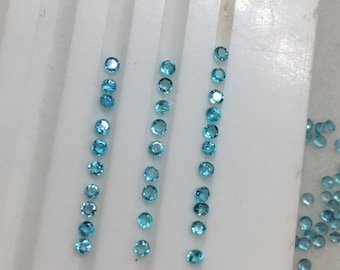 Superbe paraiba brésilienne (non chauffée) bien ronde, pierre précieuse naturelle de bonne couleur 98 pièces 1,4 x 1,4 mm