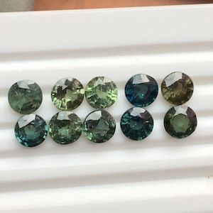 Natural unheated green blue sapphire faceted gemstone 10 pieces 10.65 carat 6x6 mm