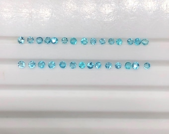 Wonderful (Unheated) brazilian paraiba perfect round cut amazing neon blue color 116 pieces 1.3x1.3 mm