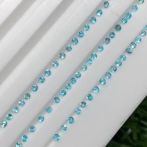 Gorgeous (Unheated) natural brazilian paraiba perfect round cut good color 376 pieces 4.66 carat 1.3x1.3 mm