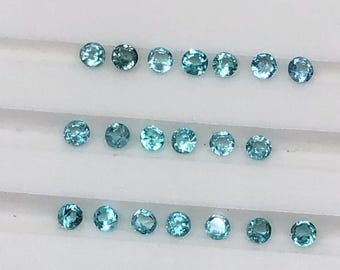 Exquisite (Unheated) brazilian paraiba perfect cut 20 pieces round 0.40 carat 1.6x1.6 mm