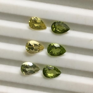 Beautiful (Unheated) natural chrysoberyl pear cut gemstone 6 pieces amazing yellowish green color 2.70 carat 6x4 mm
