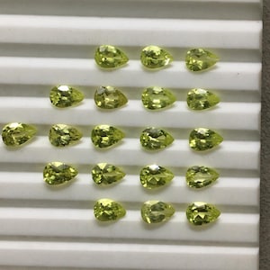 Stunning (Unheated) natural chrysoberyl pear cut gemstone 19 pieces beautiful yellowish green color 9.65 carat 6x4 mm