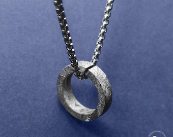 Widmanstätten Pattern Iron Meteorite Necklace, Ring Real Space Pendant, Unisex Cosmic Jewelry, Unique Gift for Stargazer