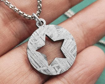セイムチャン 隕石 ネックレス 鉄隕石 セイムチャン隕石ペンダント：スターリングシルバーの鉄菱鉄鉱