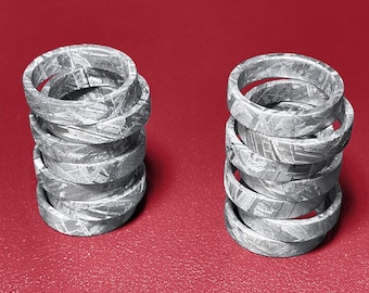Muonionalusta Meteorite Ring, Widmanstätten Pattern Iron Band 6mm