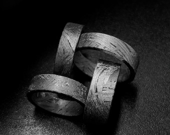 Authentic Iron Meteorite Ring 6mm, Solid Meteorite Wedding Band for Men & Women, Unique Cosmic Space Jewelry Gift, Handmade Ring