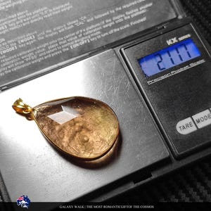 One of a Kind Libyan Desert Glass Pendant, Gold Plated 925 Sterling Silver Faceted Teardrop Necklace