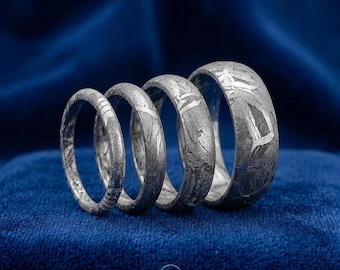 Iron Meteorite Ring — Authentic Space Iron Wedding Band. Unisex, Solid, Domed Meteorite Cosmic Ring. Available Widths: 3mm, 4mm, 6mm, 8mm