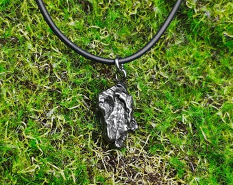 Campo del cielo Iron meteorite Necklace pendant,Natural shape iron Necklace,Unique Celestial Gift.