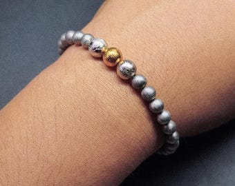 Muonionalusta Iron Meteorite Bracelet,Genuine Widmanstätten Pattern, Space Jewelry Gift for Him Her