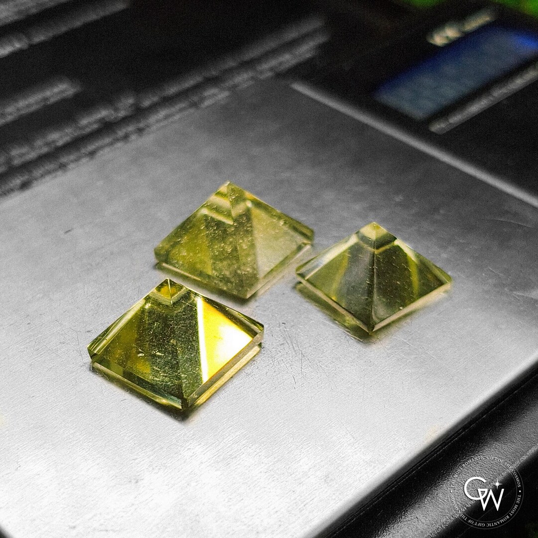 Libyan Desert Glass Pyramid X3 Set 13.4 Mm 5.11 G - Genuine Libyan Gold ...