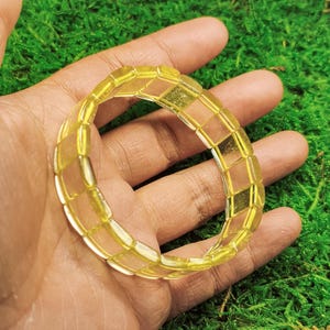 Unique Square-Shaped Libyan Desert Glass Meteorite Bracelet – Distinctive Cosmic Wrist Cuff
