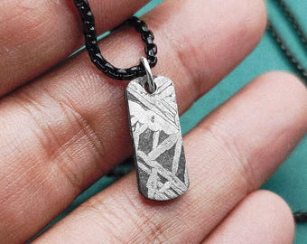 Iron Meteorite Mini Tag Pendant, 8x20mm Real Space Rock Necklace, Dog Tag Style Meteorite Jewelry Gift for Him